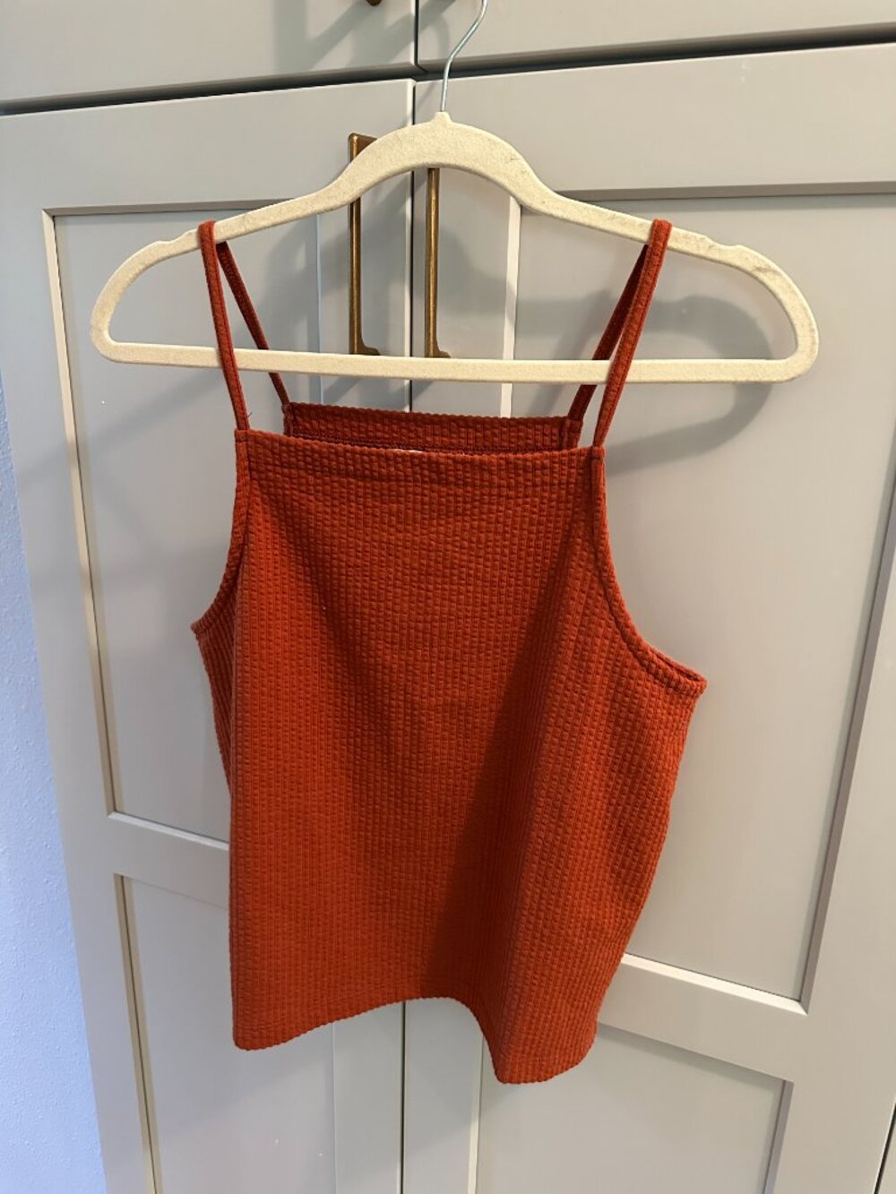 Madewell Seersucker Apron Tank in Rust size M